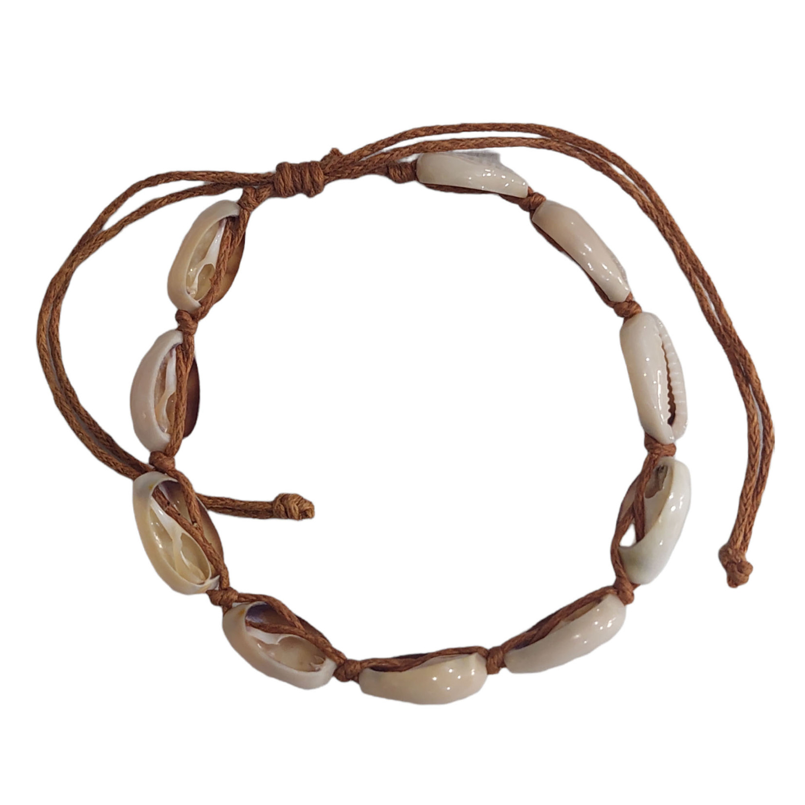 Cowry Shell Adjustable String Bracelet Brown