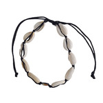 Cowry Shell Adjustable String Bracelet Black