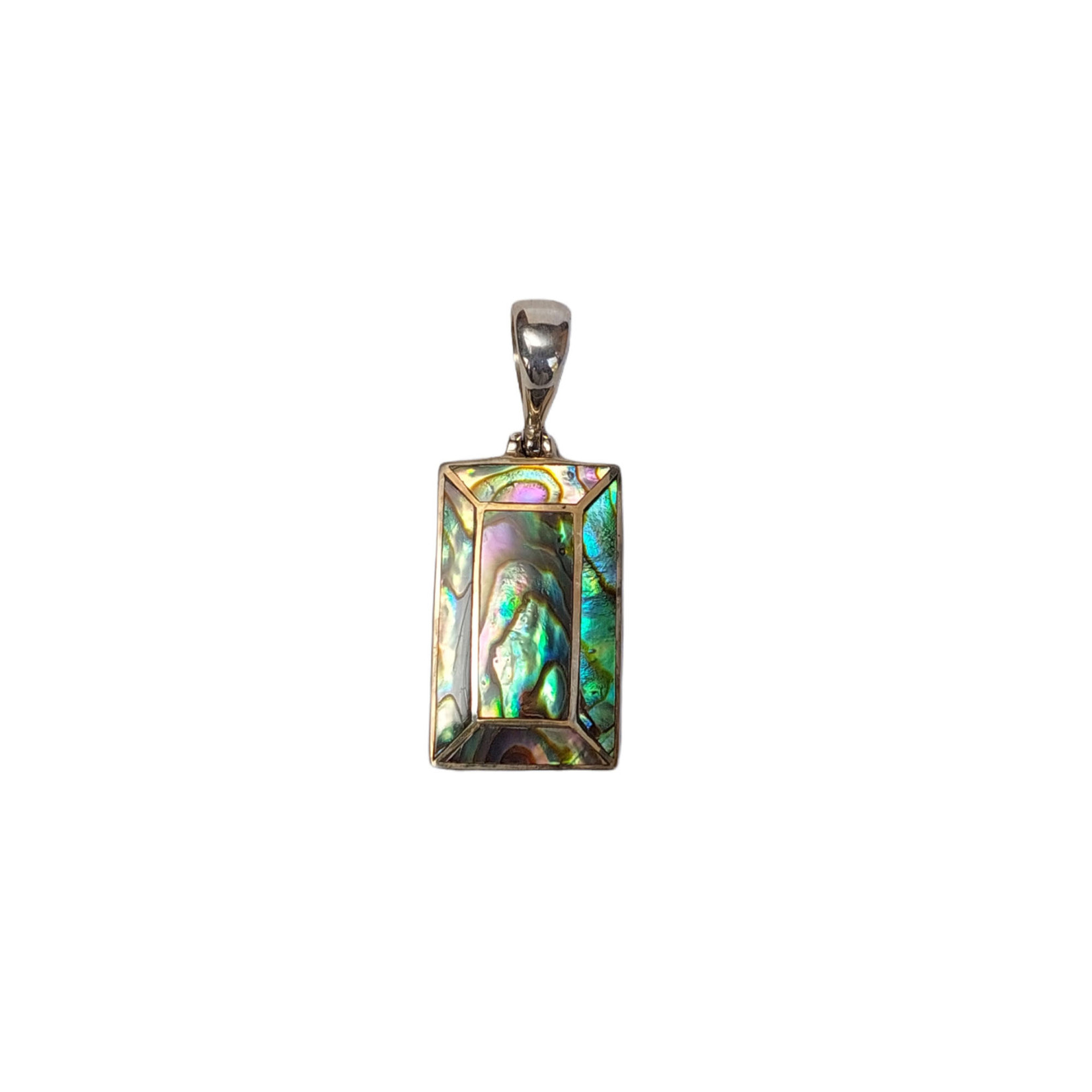 P318 Sterling Silver Paua Shell Picture Frame Pendant