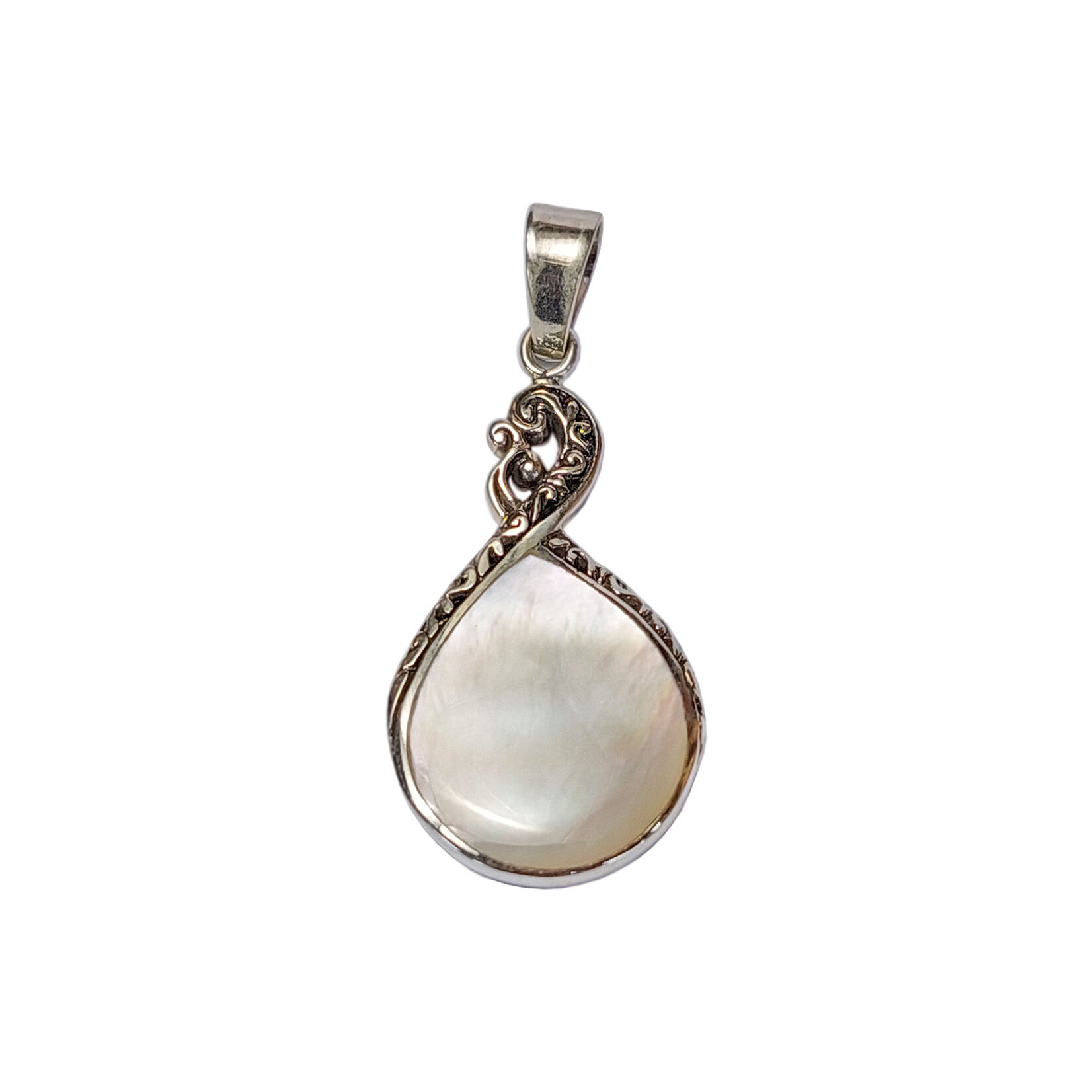 P325 Sterling Silver Mother of Pearl Raindrop Pendant