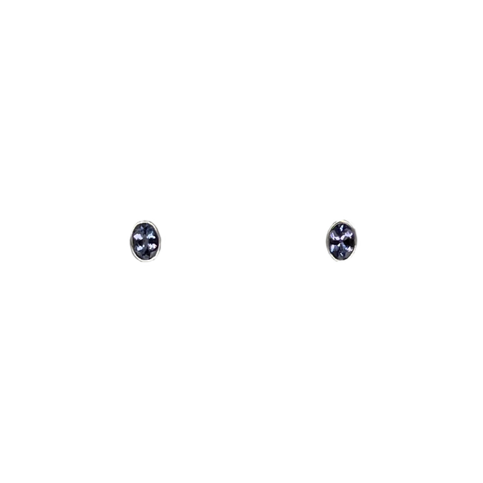 SE429 Sterling Silver Tanzanite Stud Earrings