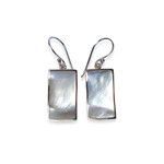 SE430 Sterling Silver Mother of Pearl Rectangle Dangle Earrings