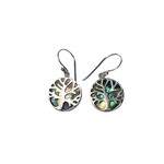 SE434 Sterling Silver Paua Shell Tree of Life Dangle Earrings