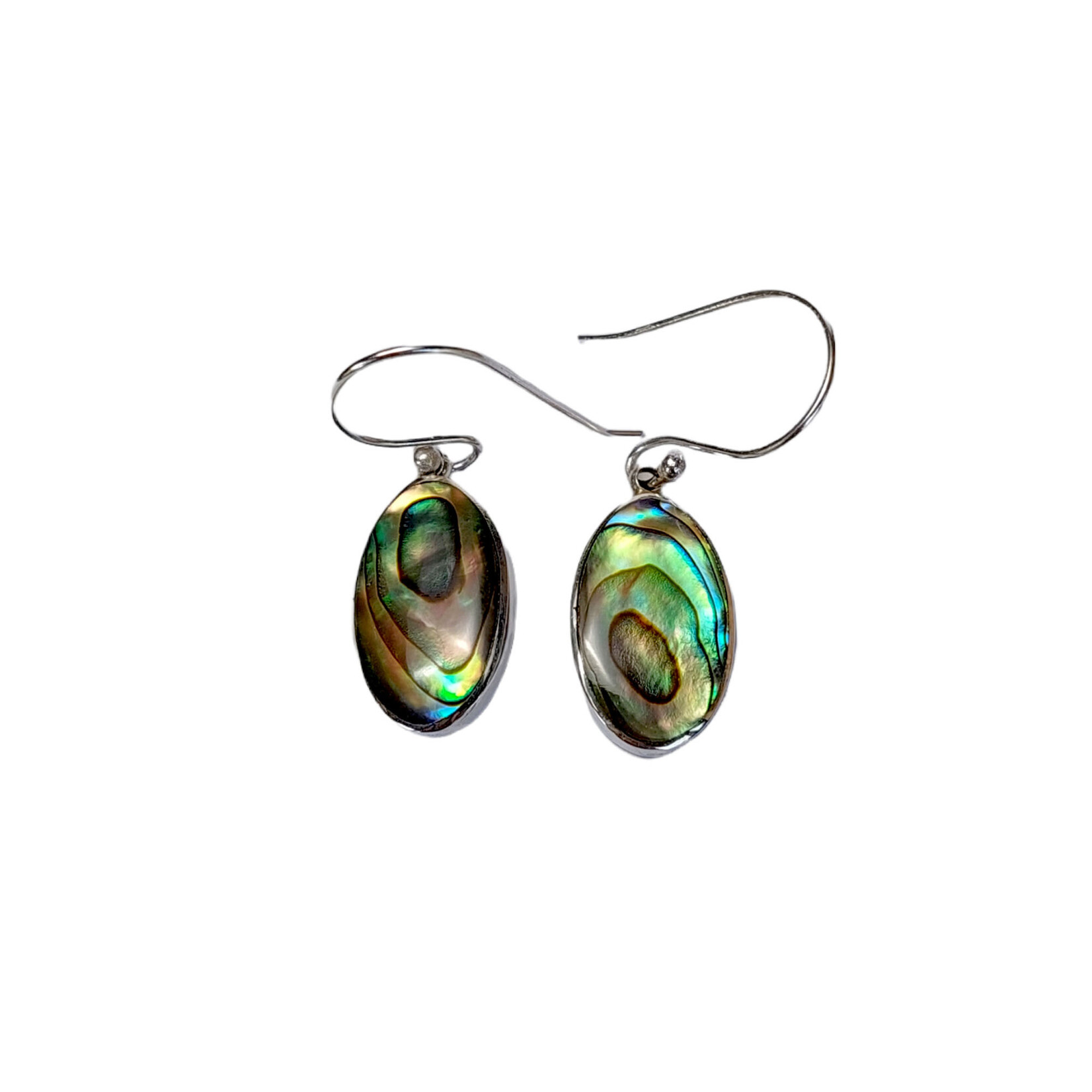 SE441 Sterling Silver Paua Shell Oval Dangle Earrings