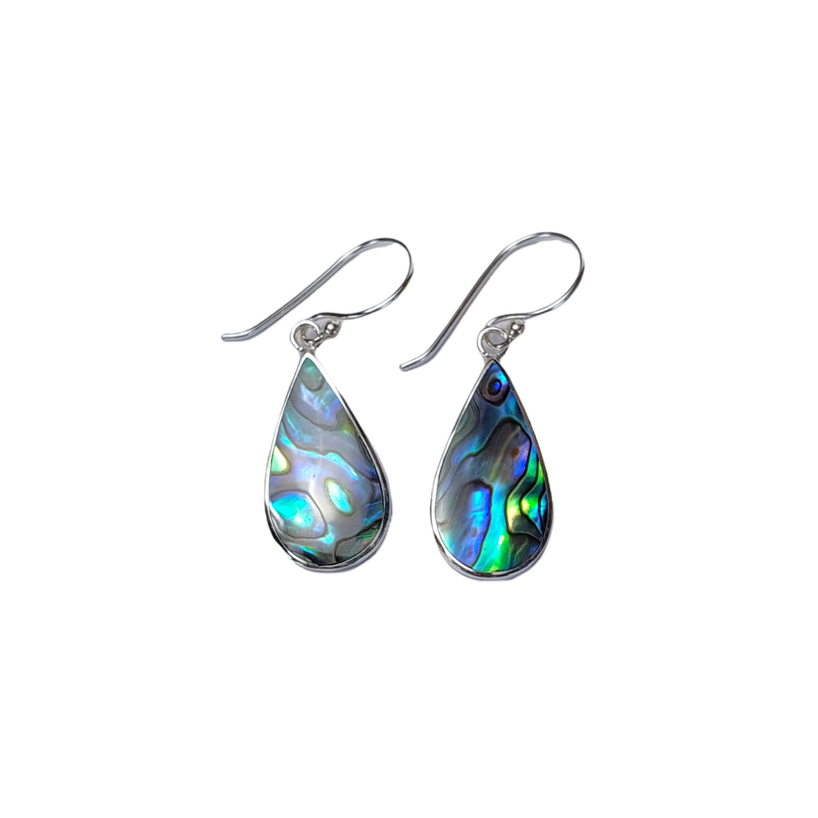 SE443 Sterling Silver Paua Shell Raindrop Dangle Earrings