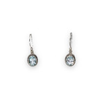 SE453 Sterling Silver Blue Topaz Oval Dangle Earrings