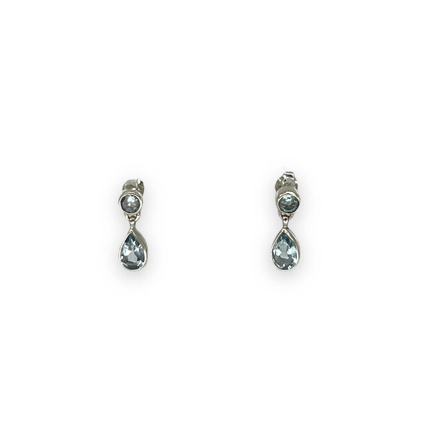 SE455 Sterling Silver Blue Topaz Dangle Earrings
