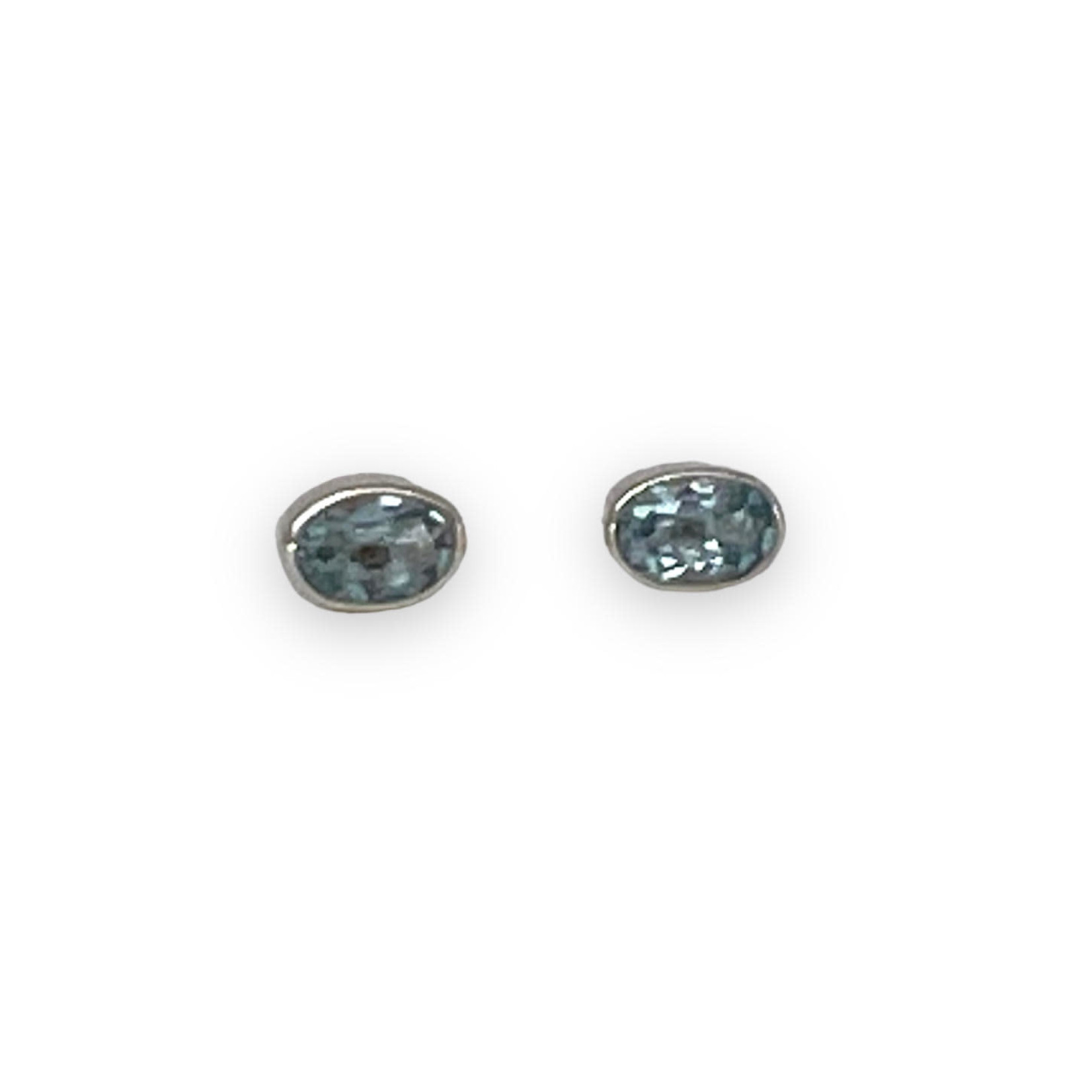SE456 Sterling Silver Blue Topaz Stud Earrings