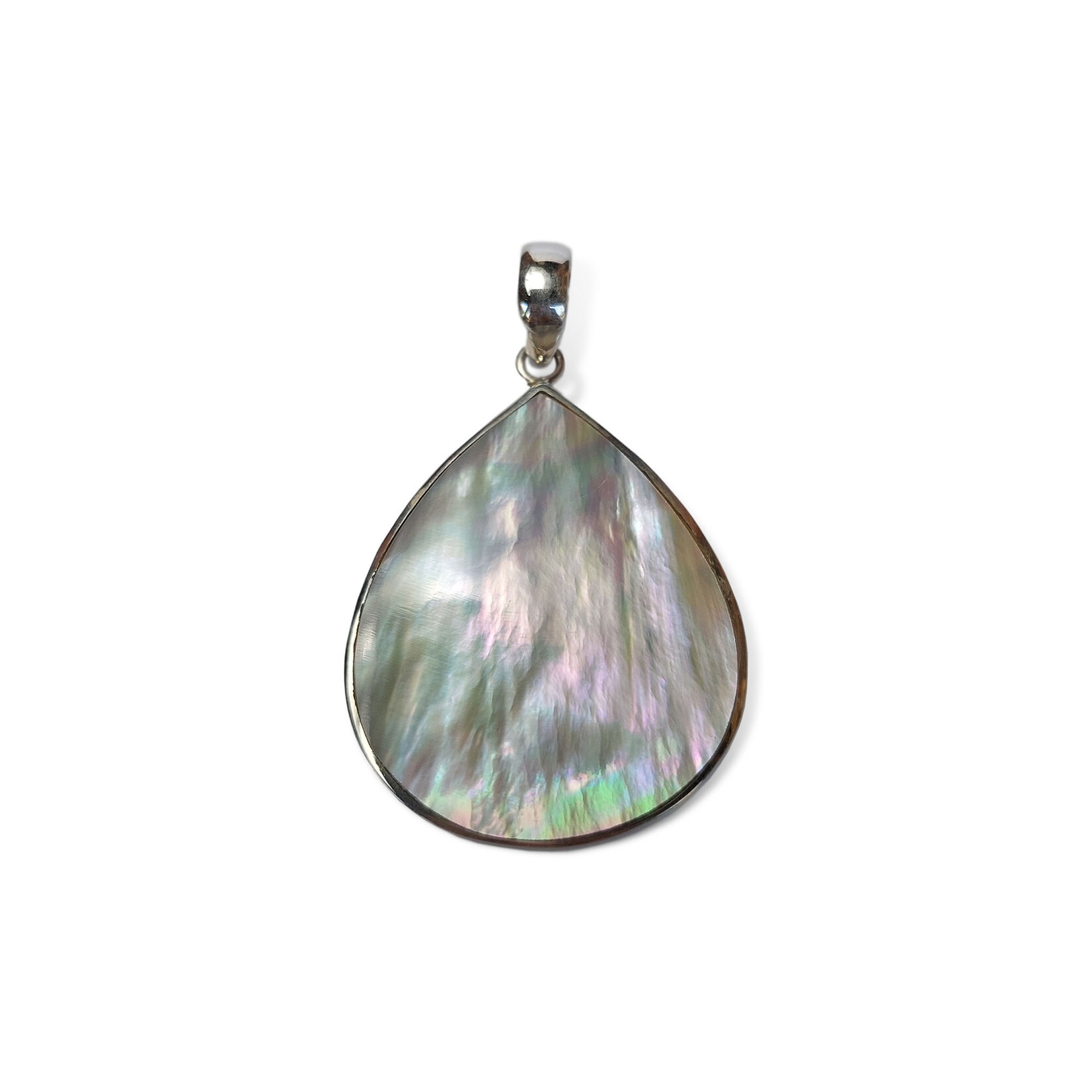 P330 Sterling Silver Mother of Pearl Raindrop Pendant Large