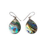 SE462 Sterling Silver Paua Shell Raindrop Dangle Earrings
