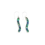 SE463 Sterling Silver Paua Shell Curved Bar Dangle Earrings