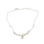 Sterling Silver Plumeria and Pearl Necklace