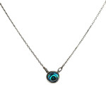 Sterling Silver Paua Shell Circle Necklace 16"