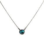 Sterling Silver Paua Shell Circle Necklace 18"