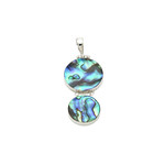 P335 Sterling Silver Paua Shell Double Disc Pendant