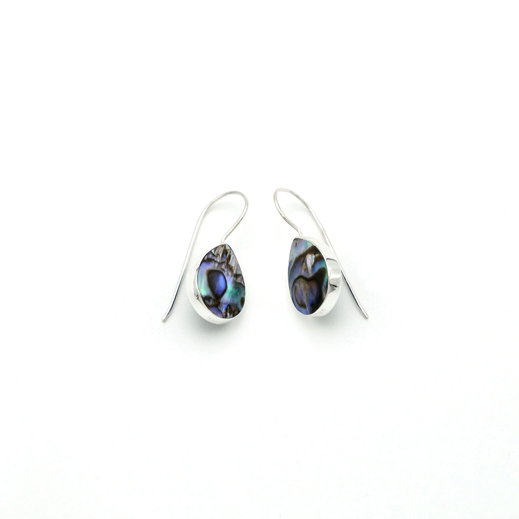 SE467 Sterling Silver Paua Shell Raindrop Earrings