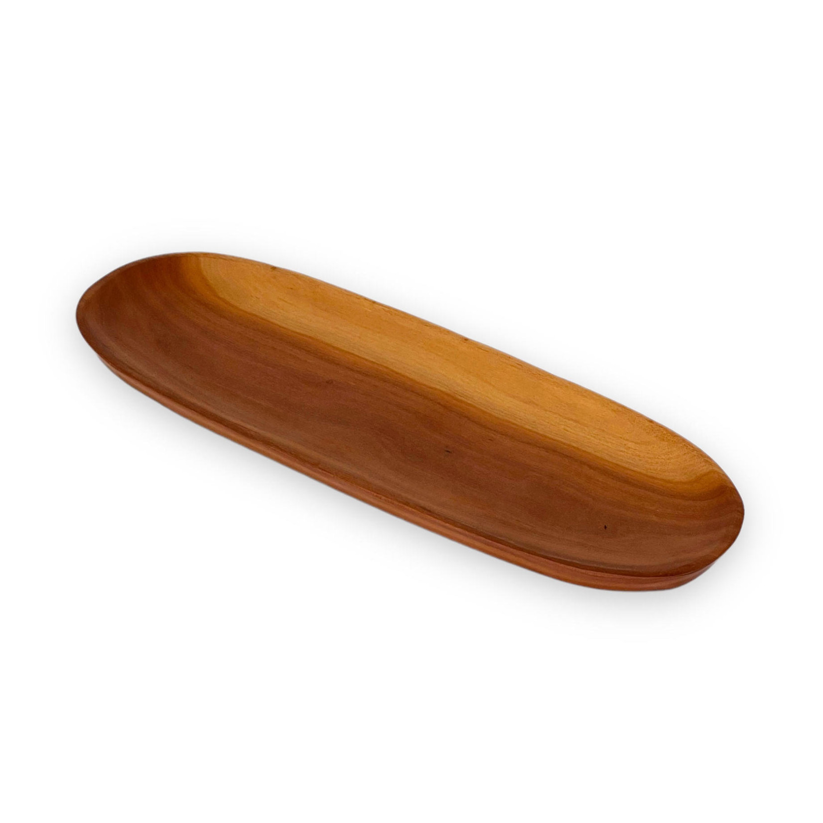 Hand Carved Fruitwood Pupu Platter Oval Wide