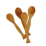 Hand Carved Fruitwood Cocktail Spoon with Fish Motif, pack of 4
