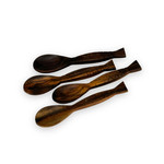 Hand Carved Sono Wood Cocktail Spoon with Fish Motif, pack of 4