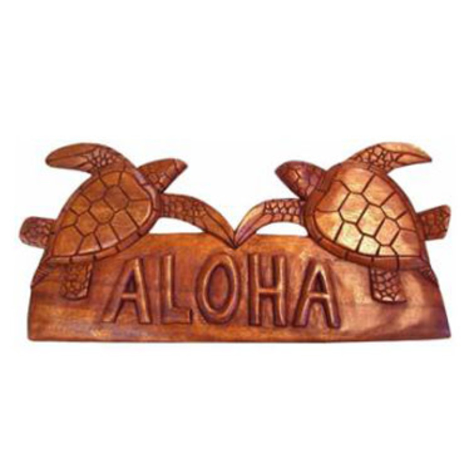 Hand Carved Monkeypod Aloha Turtle Plaque