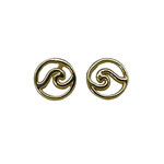 SE480G Sterling Silver Gold Plated Small Wave Stud Earrings