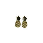 SE475G Sterling Silver Gold Plated Tiny Pineapple Stud Earrings