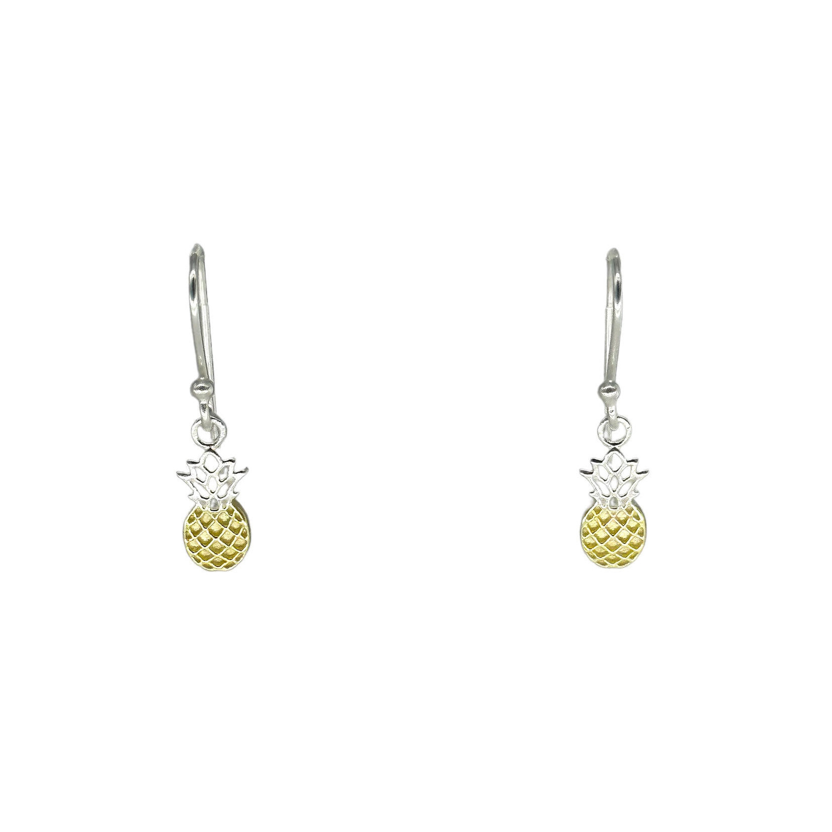 SE477G2 Sterling Silver Two Tone Pineapple Dangle Earrings