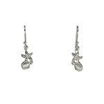 SE485 Sterling Silver Shell Starfish CZ Dangle Earrings