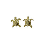 SE482G Sterling Silver Gold Plated Turtle Stud Earrings