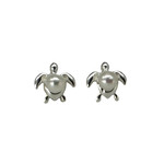 SE484 Sterling Silver Turtle Pearl Stud Earrings