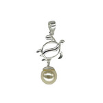 P348 Sterling Silver Turtle Pearl Pendant