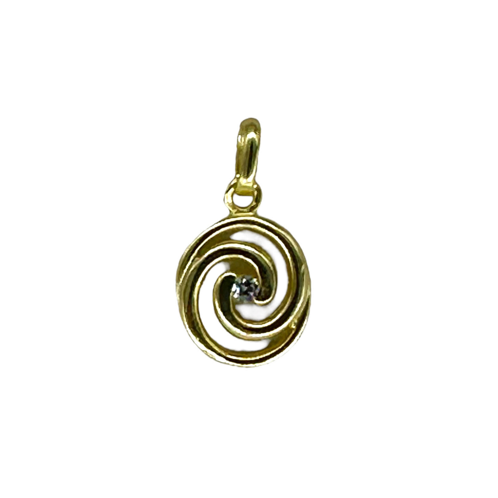 P355G Sterling Silver Gold Plated CZ Swirl Pendant
