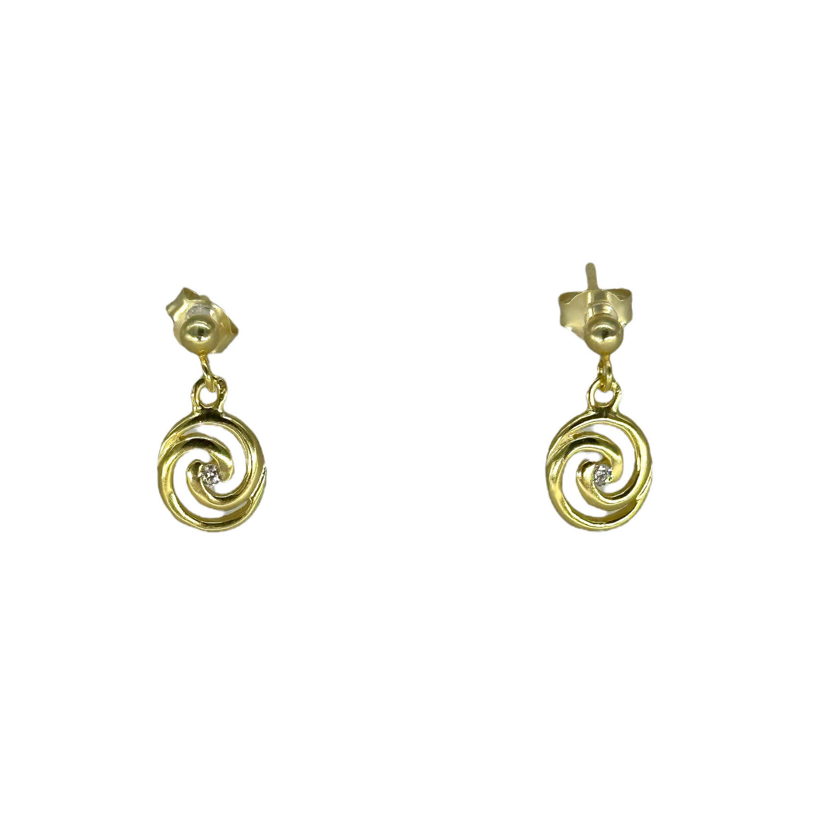 SE490G Sterling Silver Gold Plated CZ Swirl Earrings