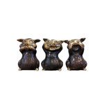 Bronze Pig 3 Piece Set: See No Evil, Hear No Evil, Speak No Evil