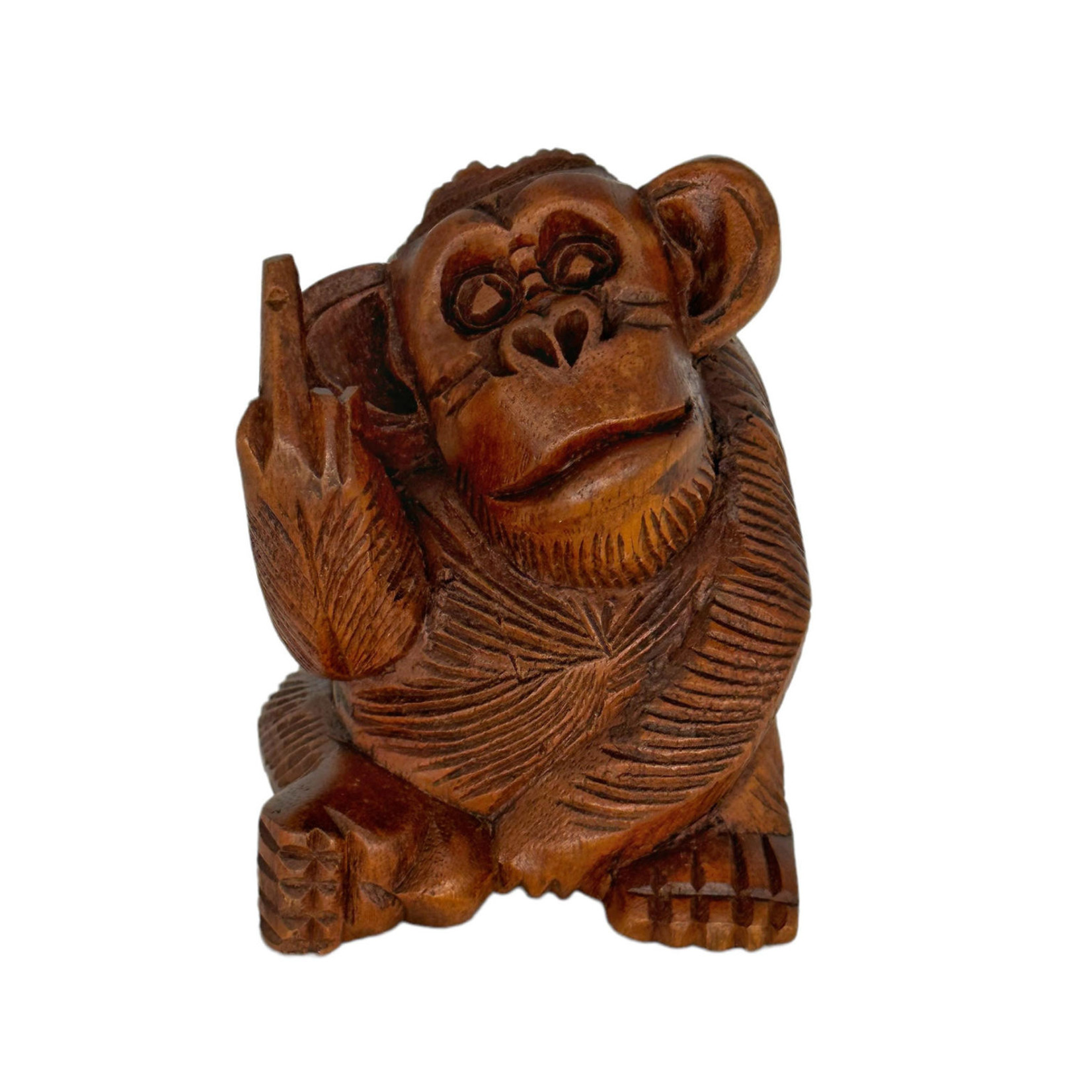 Hand Carved Monkeypod Naughty Monkey
