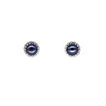 8.5mm Cultured Pearl Sterling Silver Stud with CZ Earrings Peacock