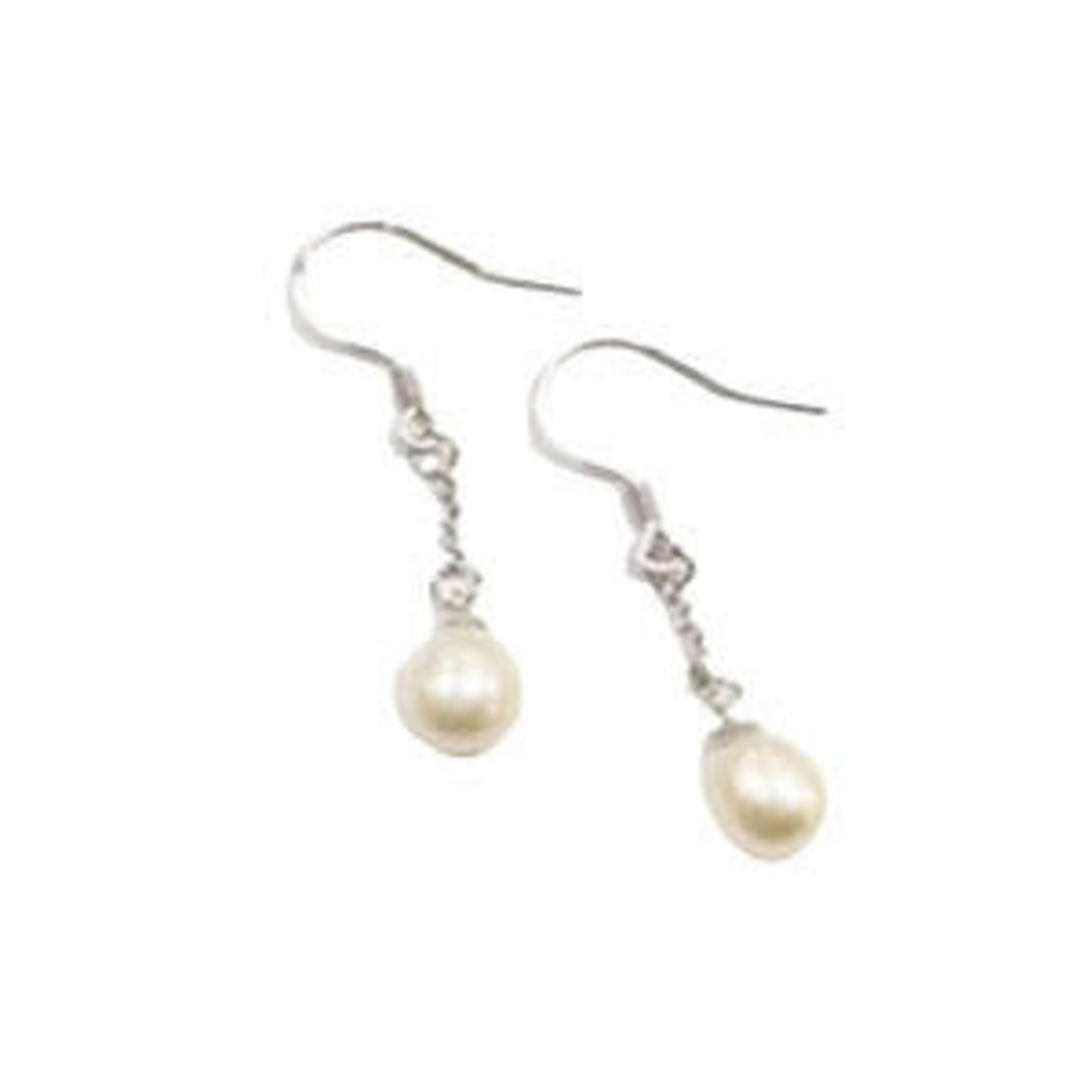 SE531 S/S Pearl Dangle with Chain Earrings White