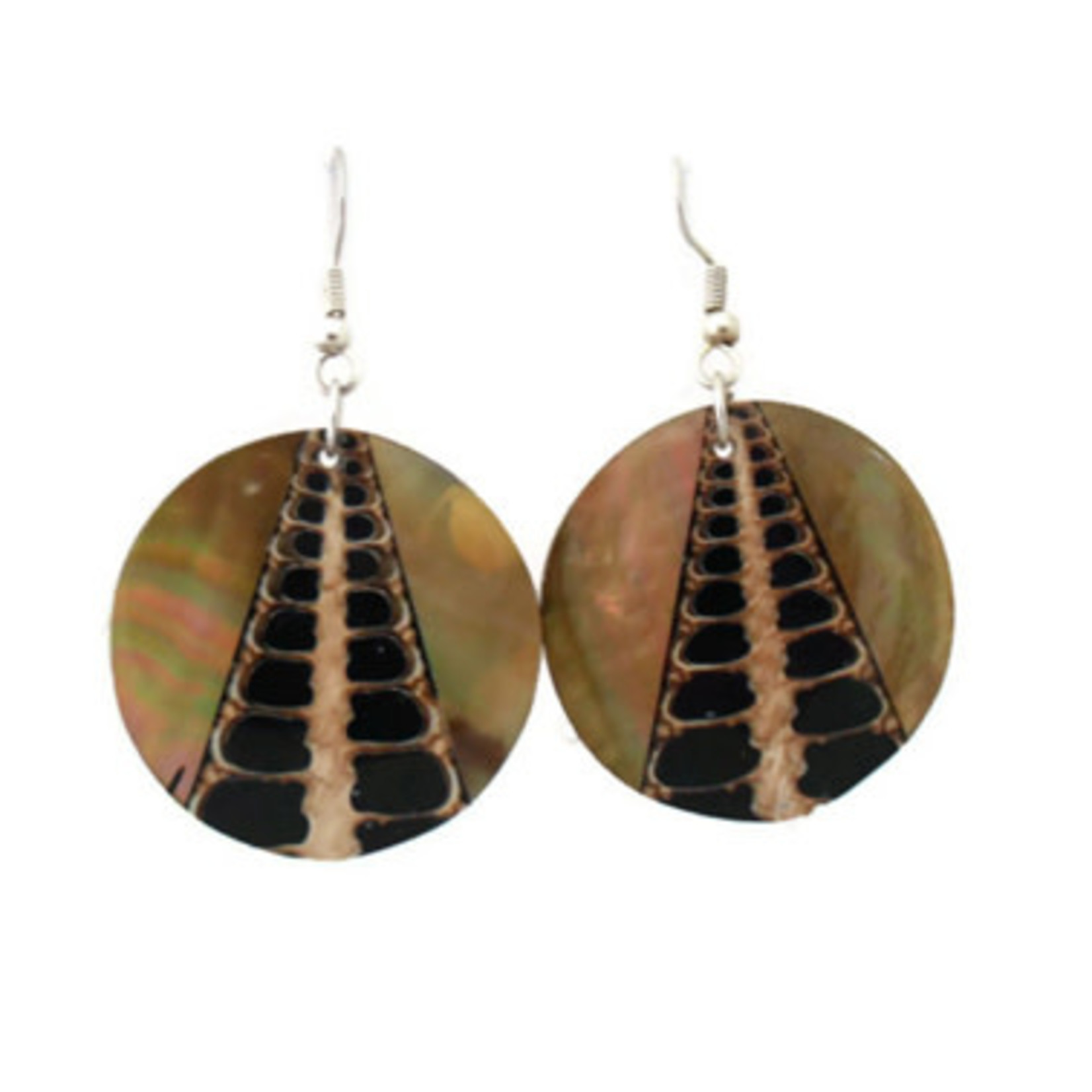 EA41 Island Shell Earrings Gold Shell One Road Inlay