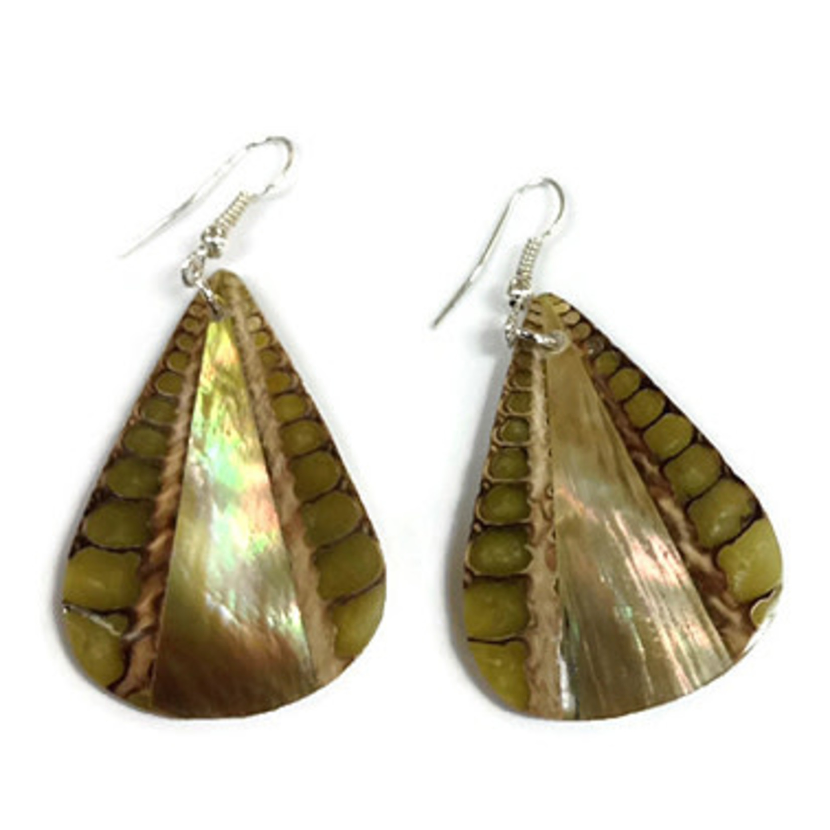EA167 Island Shell Earrings Gold Shell Raindrop Sliced