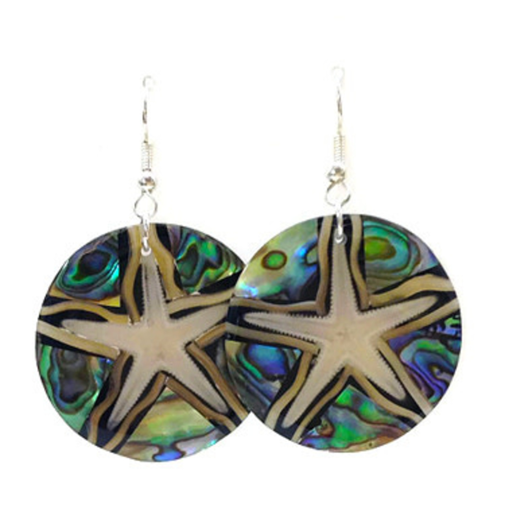 EA155 Island Shell Earrings Starfish Paua