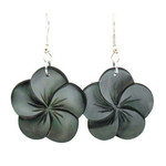 EB1 Island Shell Earrings Carved Grey Shell Plumeria