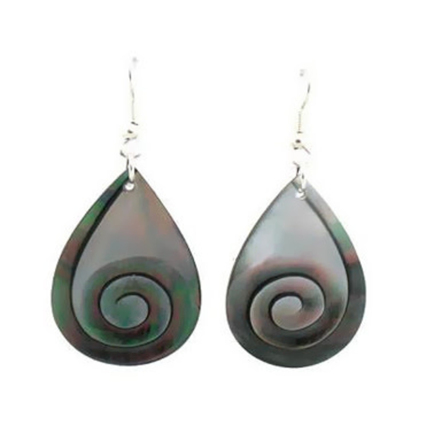 EB2 Shell Earrings Carved Teardrop with Swirl Design