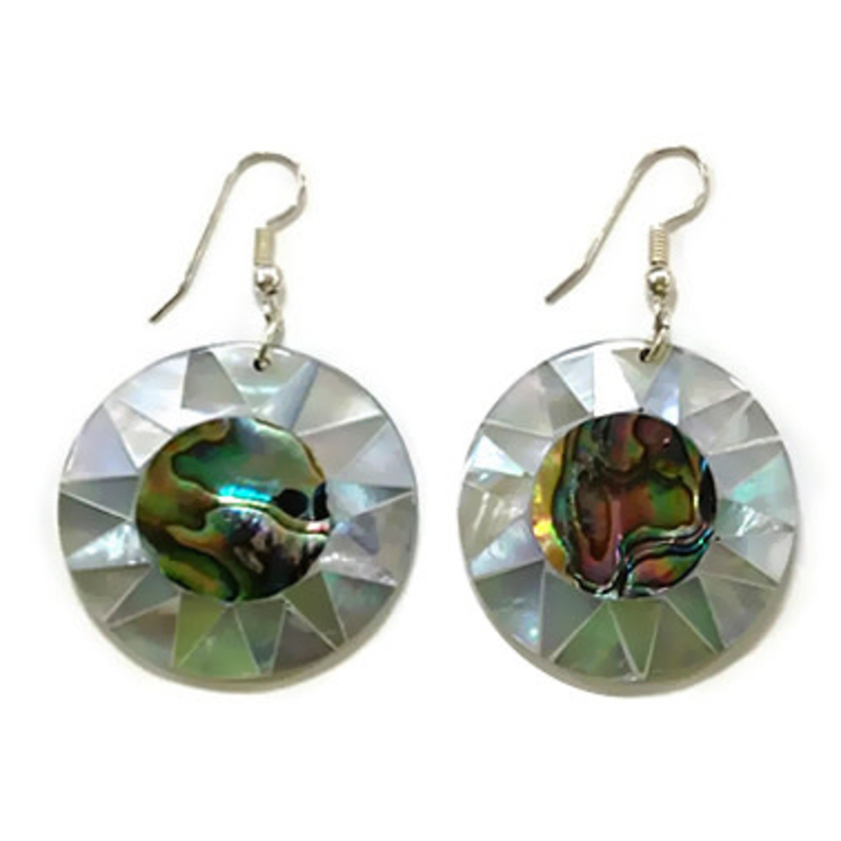 EA109 Shell Earrings Paua & Mother of Pearl Round Starburst