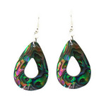 EA115 Shell Earrings Paua Open Raindrop