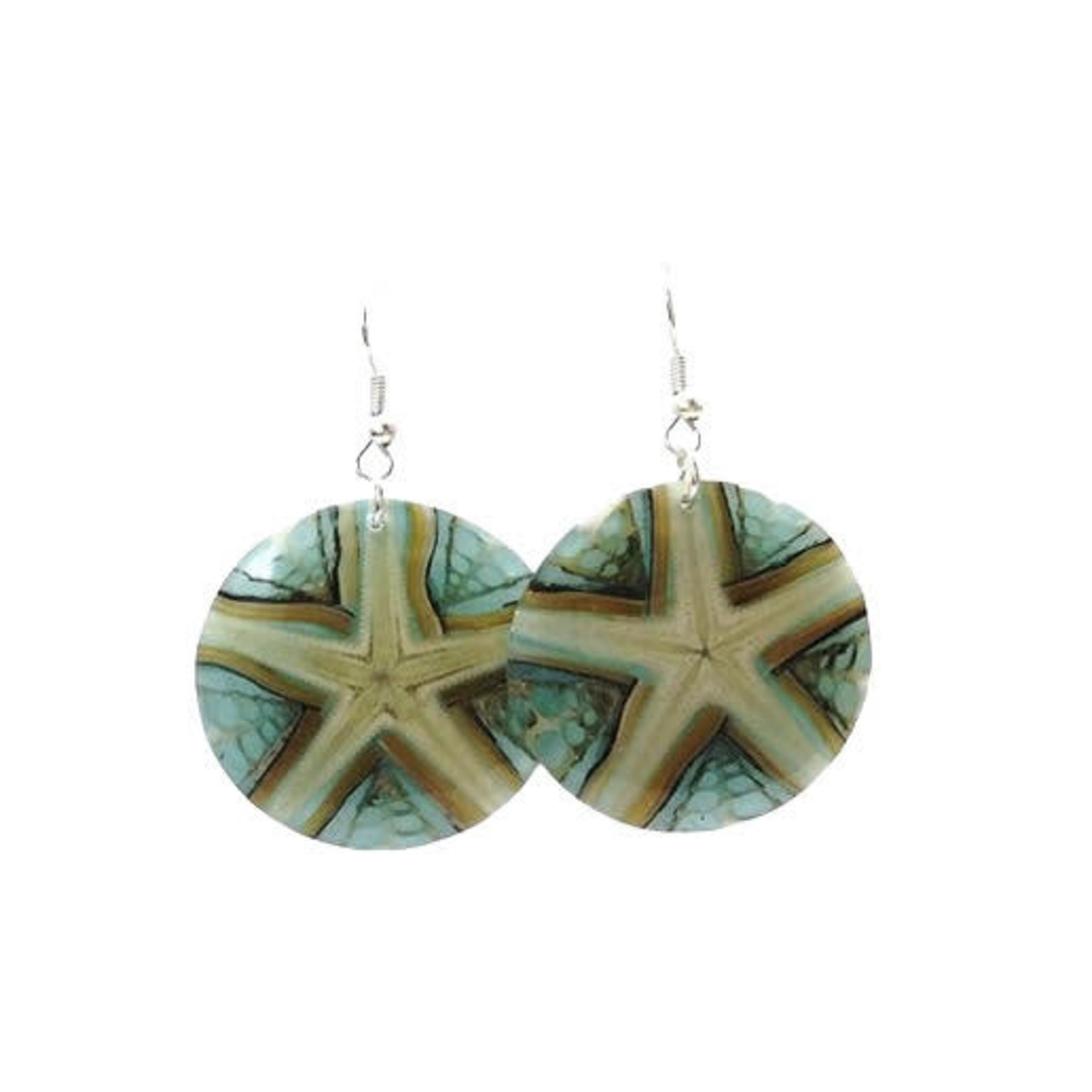 EA154 Shell Earrings Starfish Turquoise Resin