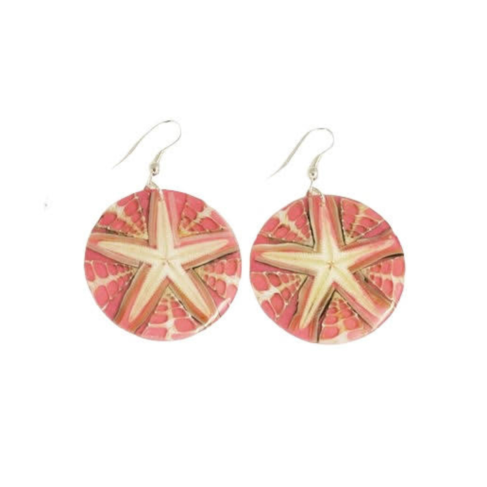 EA162 Island Shell Earrings Starfish Pink Resin