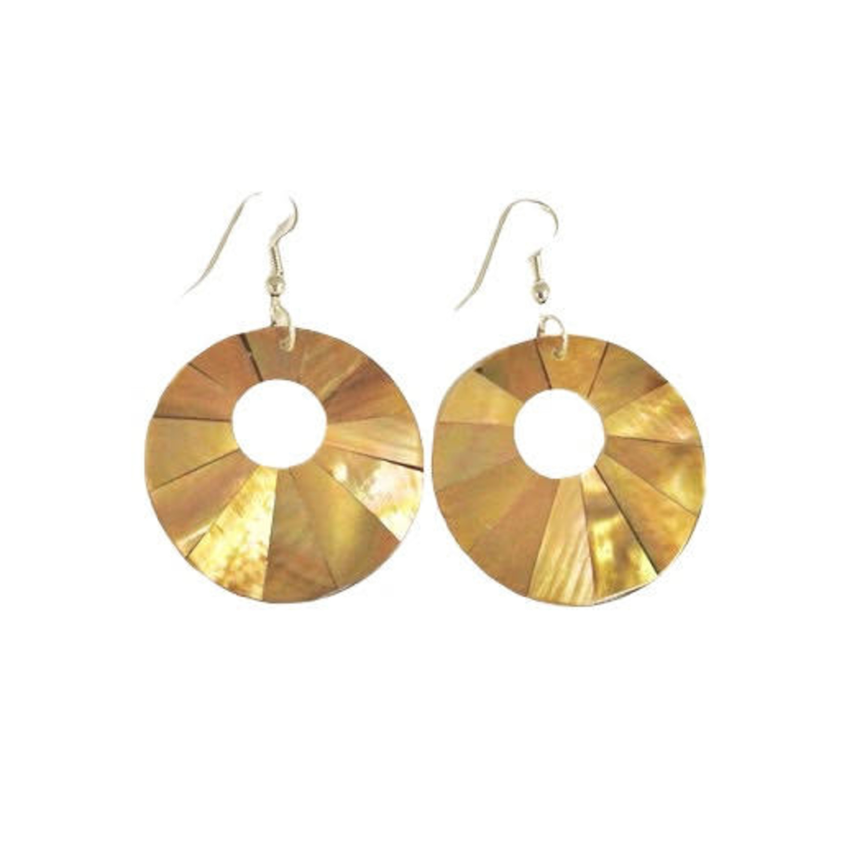 EA46  Island Shell Earrings Gold Shell Mosaic Donut