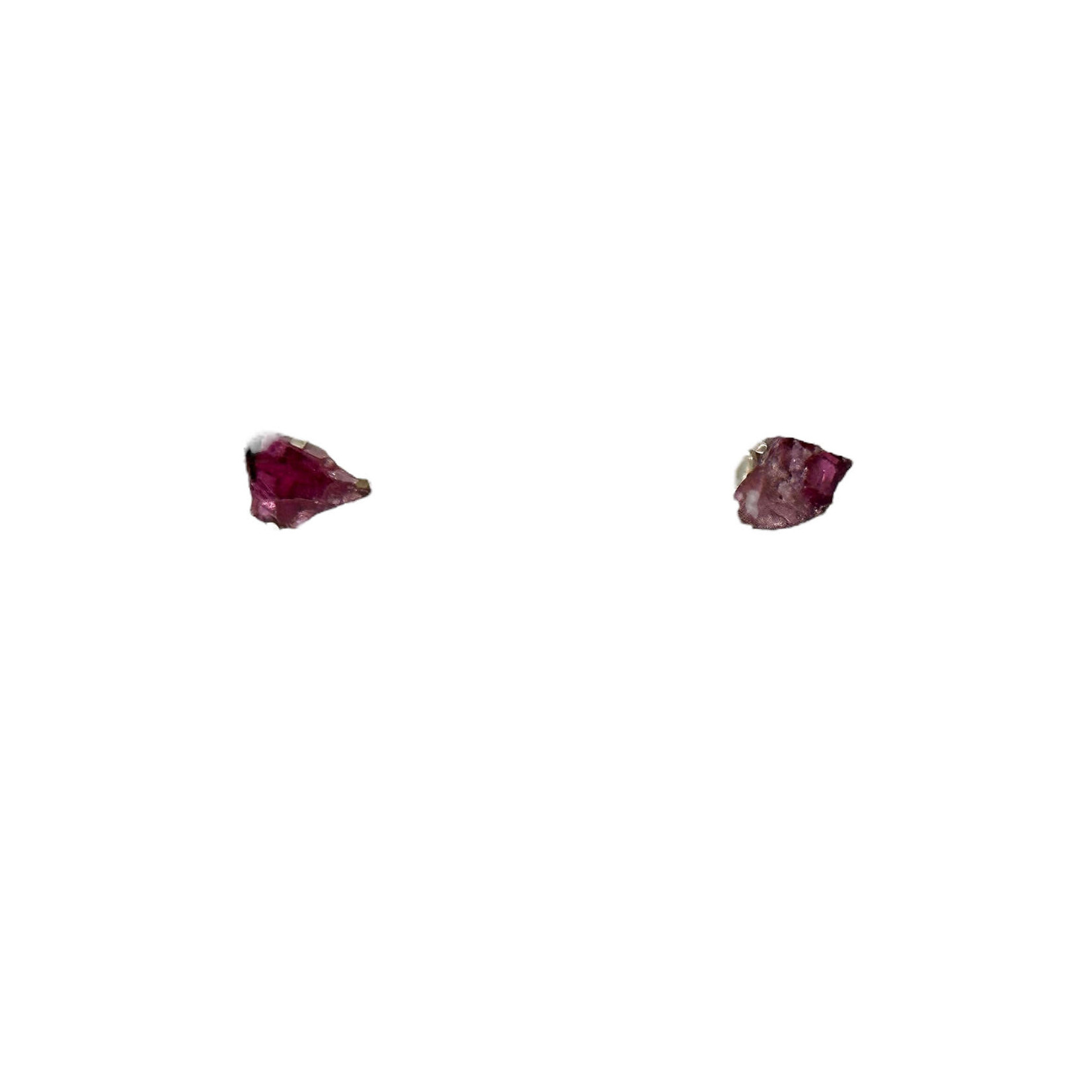 Sterling Silver Rough Cut Gemstone Stud Earrings Purple Garnet
