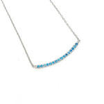 Sterling Silver Necklace with Adjustable Chain Blue Topaz Bar