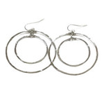 Lani Silver Plated Hammered Earrings Silver  Small Dual Circles 9S